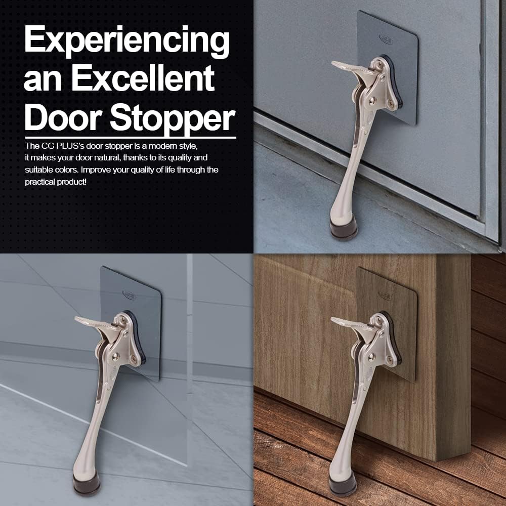 One-Touch Doorstop Adhesive Bracket (Black, 6inch x 1pack)