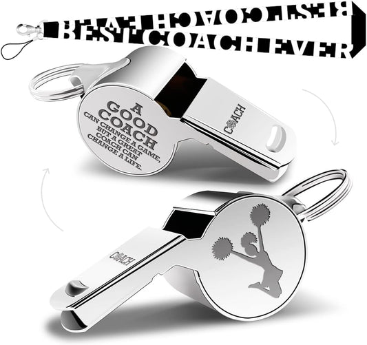 Whistle Thank You Cheerleading Gifts for Coaches Teachers Whistle Emergency Coach Referee Lifeguard Loud Whistle for Women Referees Coaches Sports Coaches Whistle with Lanyard Cheer Coach Gift.