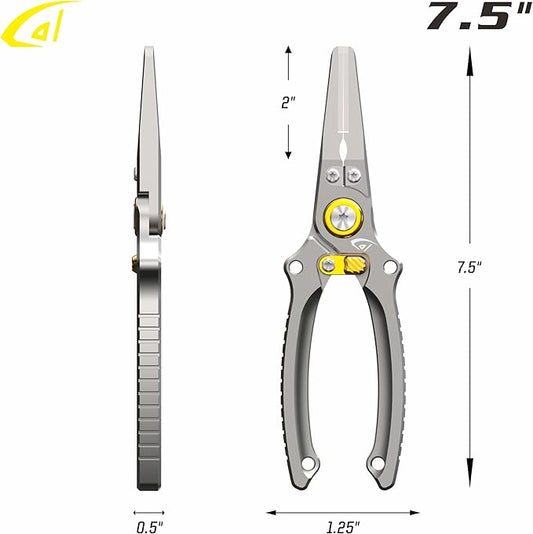 danco Aluminum 7.5" Center Fishing Cutter with Sheath, Fishing Line and Wire Cutter, Saltwater Safe, Fresh/Saltwater Fishing