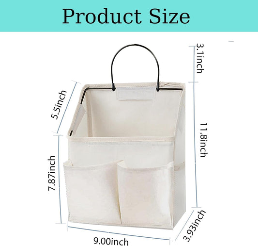 2 Pack Wall Hanging Storage Basket,Wall Hanging Organizer Bags with Pockets, Wall organizer Storage for Dormitory Bathroom Bedroom Kitchen(White-upgraded)