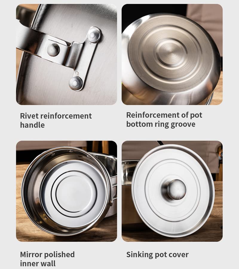 304 Stainless Steel Camping Cookware Set