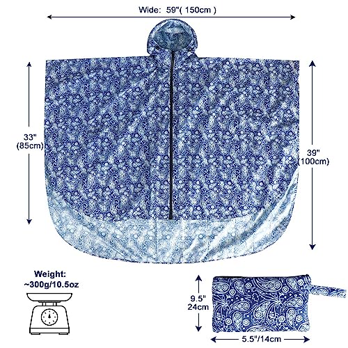 Waterproof Rain Poncho for Women Packable Hooded Raincoat with Pocket