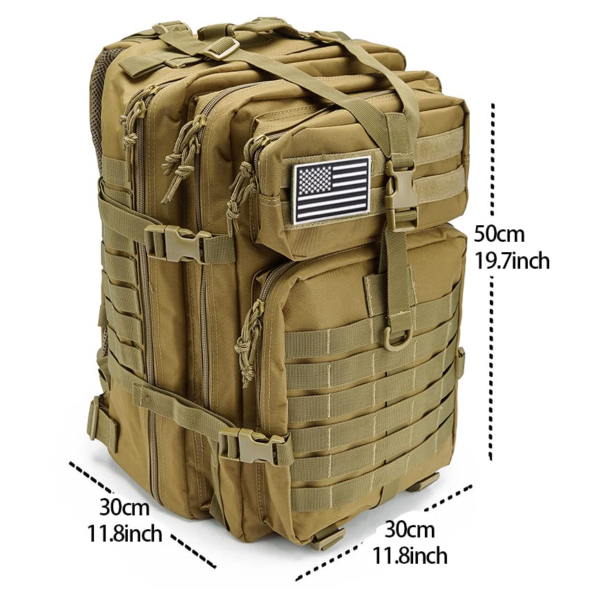 45L Military Tactical Backpacks For Men Camping Hiking Trekking Daypack Bug Out Bag Lage MOLLE 3 Day Assault Pack by QT&QY