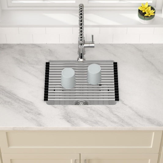 Dcolora 18 Inch Undermount Small Bar Sink Single Bowl Kitchen Sink White Granite Composite Wet Bar Sinks 18"W×16"D×9"H,DC-GUW002