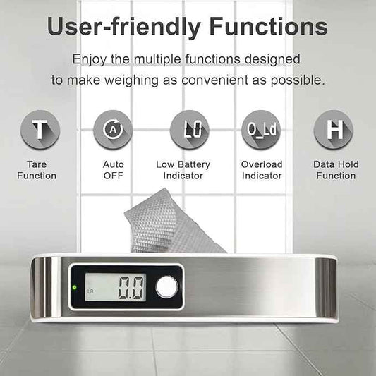 travel inspira Luggage Scale, Portable Digital Hanging Baggage Scale for Travel, Suitcase Weight Scale with Rubber Paint, 110 Pounds, Battery Included