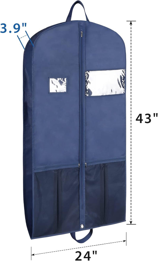Zilink 43" Suit Bags for Men Travel and Storage Gusseted Garment Bags for Hanging Clothes Suit Cover With Handles for Clothes, Coats, Jackets, Shirts, Set of 2