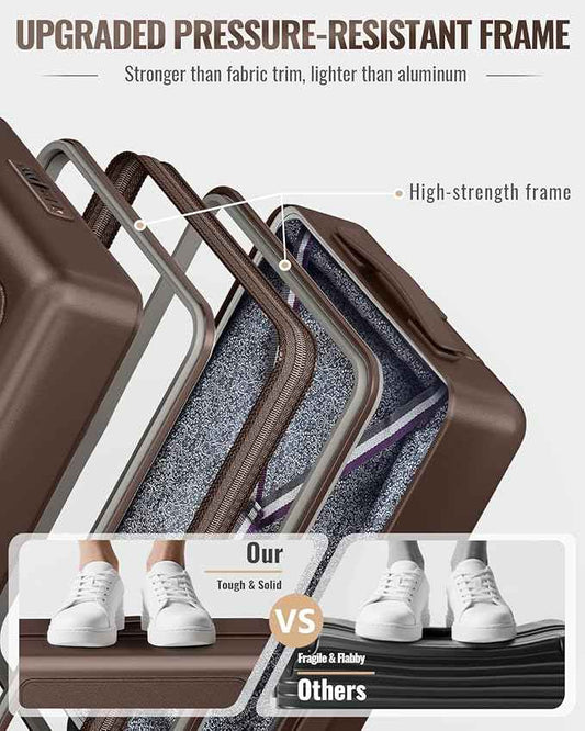Joyway Luggage Sets 3 Piece with Spinner Wheels, Carry On Luggage 20In with ABS+PC Hardshell, Lightweight Suitcase Set with TSA Lock and Pressure-resistant Frame, 20/24/28 Inch, Coffee