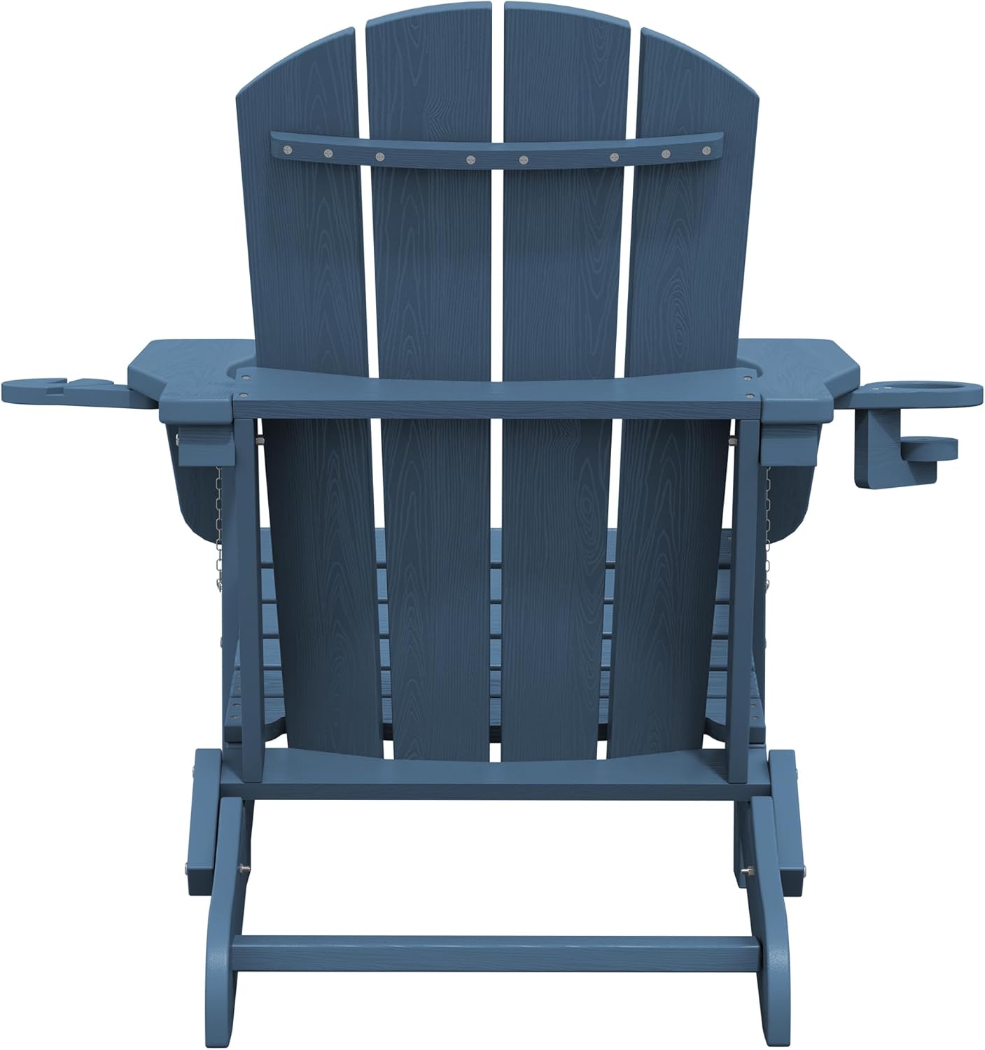 SERWALL Folding Adirondack Chair, Dual Cup Holders & All-Weather HDPE, Wood-Like Patio Chair for Backyard, Camping,Pool & Fire Pit- Navy