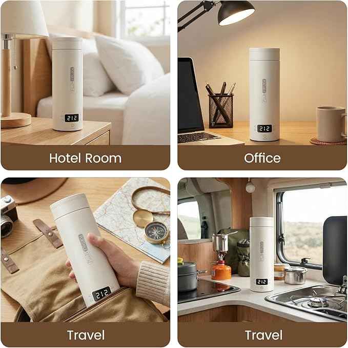 Travel Tea Kettle(120V), Portable Electric Kettle, 316 Stainless Steel Premium Liner, 4-speed Temperature Adjustment with Auto Shut-off and Boil-Off Protection,White.