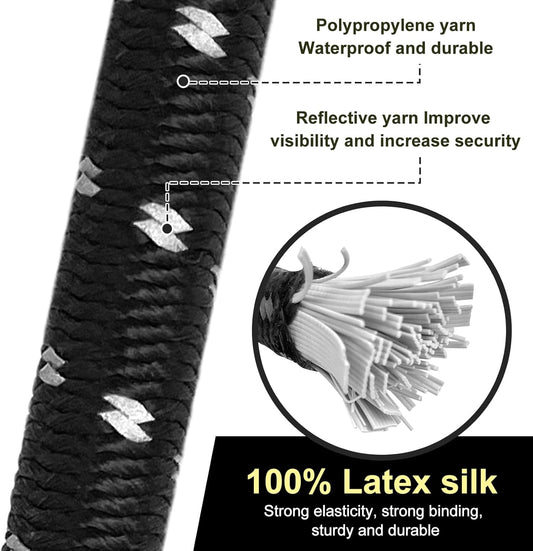 Bungee Cord Luggage Cord Resilience 32 Inch 4 Pieces for SecuringTents, Tarps, Luggage ,Truck, ATV Off-Road Motorcycle Bicycle Riding,Multi-Scenario Applicable (Black)