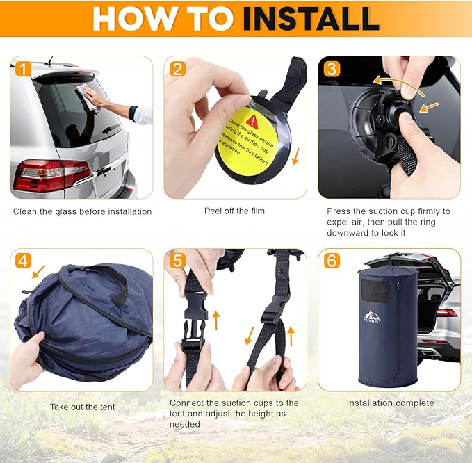 Portable Changing Tent, Easy Set-up Shower Tent for SUV with Suction Cups and Buckles, Instant Privacy Dressing Room with Carry Bag for Camping, Shower, Beach and Toilet Stall