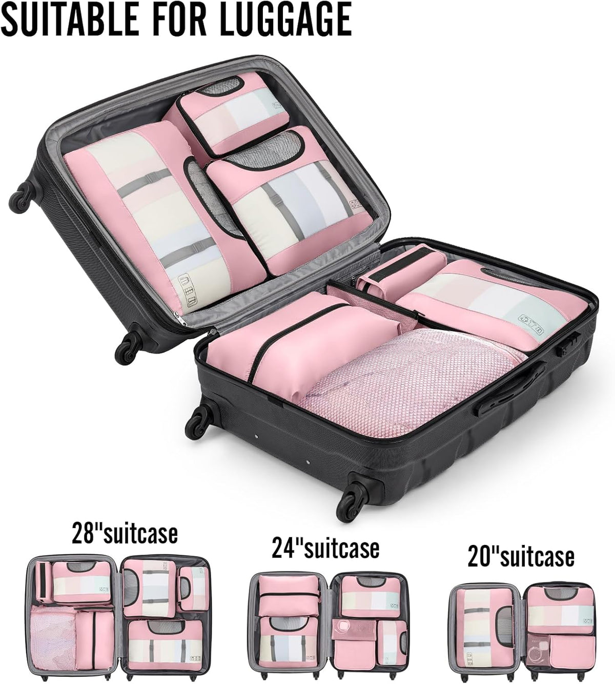 Veken 10 Set Packing Cubes for Travel Essential, Suitcase Organizer Bags in 4 Sizes, Carry-On Luggage Accessories with Large Laundry & Hanging Toiletry Bag, Must-Have for Airplane, Road Trip & Camping - Roamly