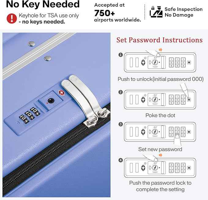 mixi 20 Inch Carry On Luggage 22x14x9 Airline Approved PC Hard Shell Suitcase Top Opening Aluminum Frame Travel Suitcases with Wheels, Lilac Purple