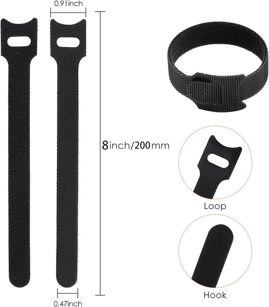 150PCS 8 Inch Cable Ties Reusable Multi-Purpose Wire Ties Cord Organizer Adjustable Cable Management 5 Colors