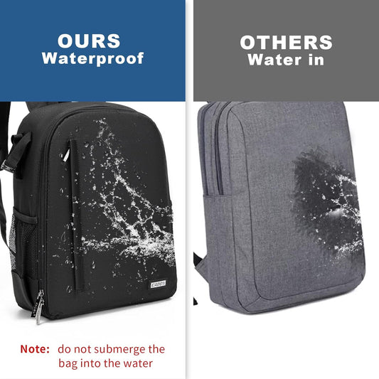 Cwatcun Professional Camera Backpack - Waterproof DSLR/SLR/Mirrorless Camera Case - Compatible with Sony, Canon, Nikon - Large Black