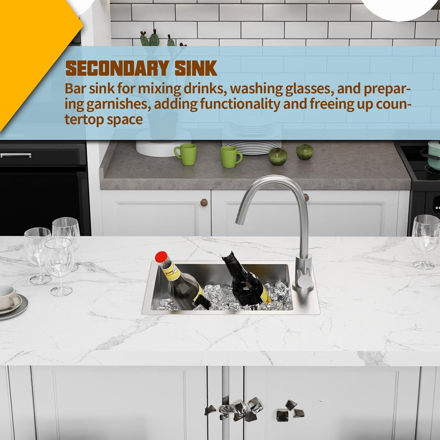 Small Kitchen Sink,15x20 Inch Bar Sink Stainless Steel Drop In Small Kitchen Sink Ideal Choice For Small Space Nice As Toprmount Prep Sink,RV Kitchen Sink With Bottom Grid,Soap Mat And Drain Assembly