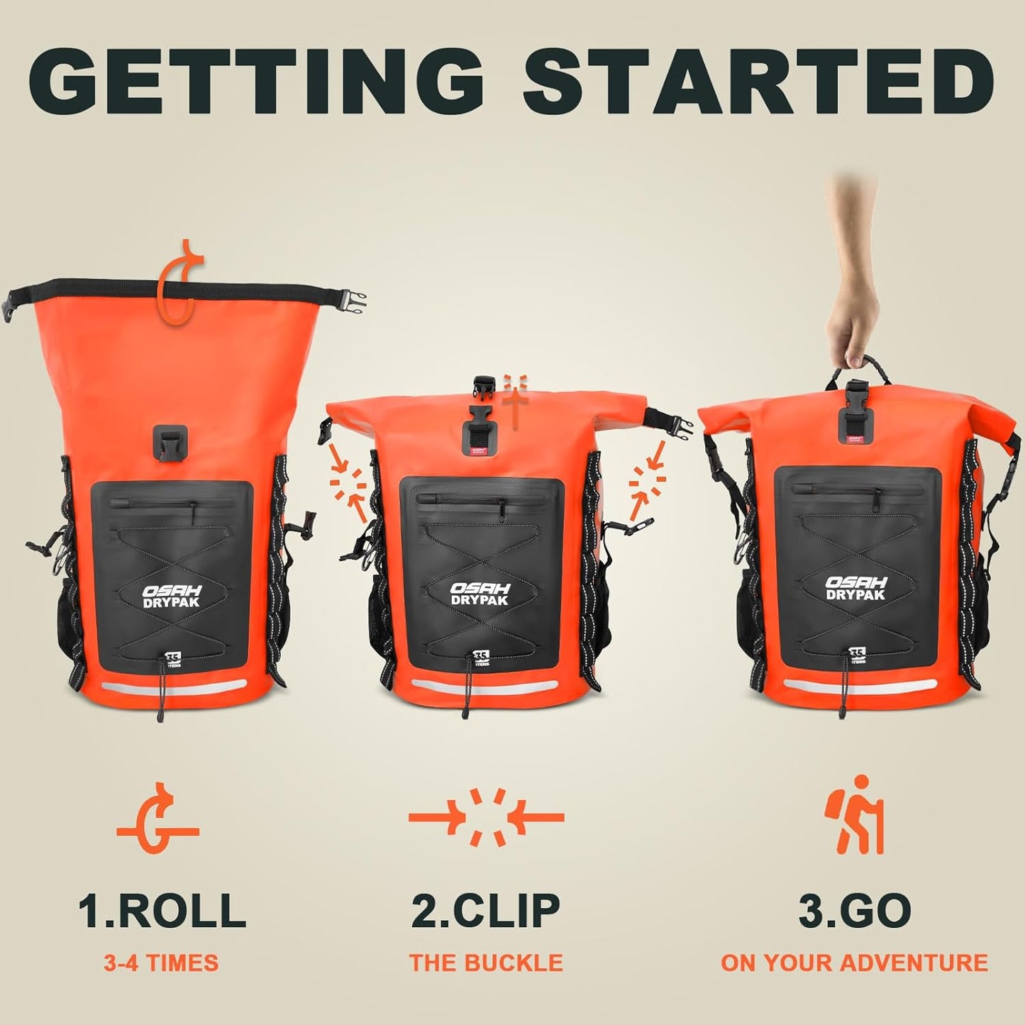 Waterproof Backpack Dry Bag 35L/55L/85Lā Heavy Duty Roll-Top Hiking Backpack Sack Keeps Gear Dry for Travel, Kayaking, Boating, Camping, Rafting and Fishing