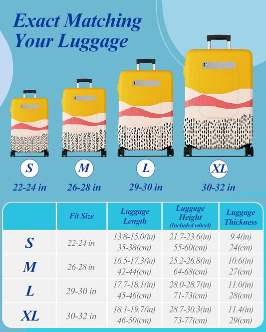 Slohif Luggage Cover for Suitcase Tsa Approved Protector - Luggage Sleeve Large Suit Case Cover Travel Stretch Baggage Case Protective Washable Fit 29-30 Inch Patchwork L