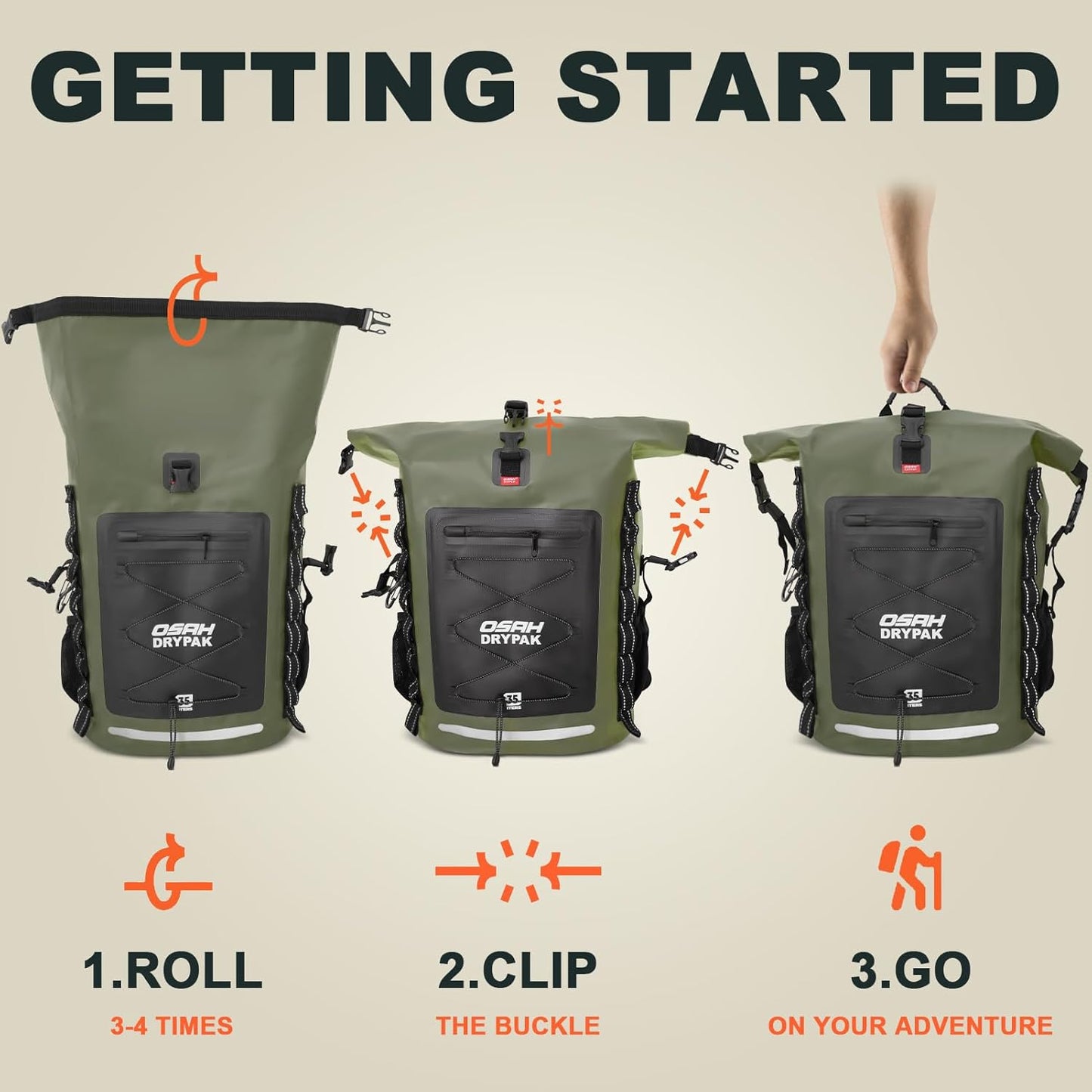 Waterproof Backpack Dry Bag 35L/55L/85L – Heavy Duty Roll-Top Hiking Backpack Sack Keeps Gear Dry for Travel, Kayaking, Boating, Camping, Rafting and Fishing