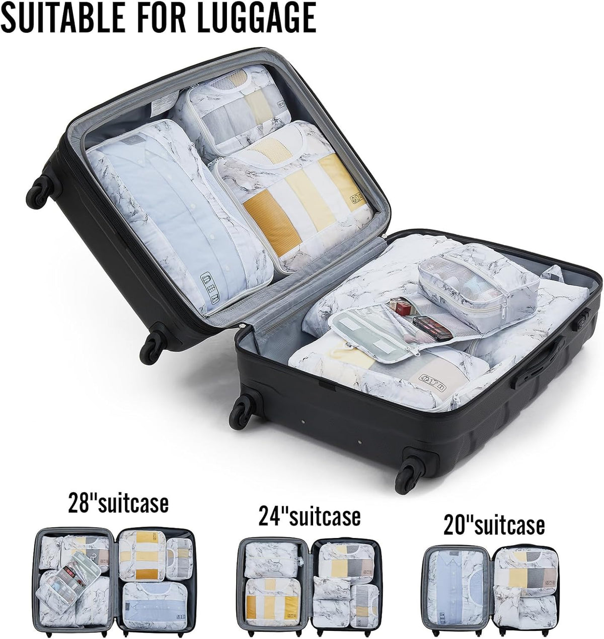 Veken 8 Set Packing Cubes for Travel Essentials, Suitcase Organizer Bags in 4 Sizes, Carry-On Luggage Accessories with Large Laundry & Hanging Toiletry Bag, Must-Have for Airplane, Road Trip & Camping - Roamly