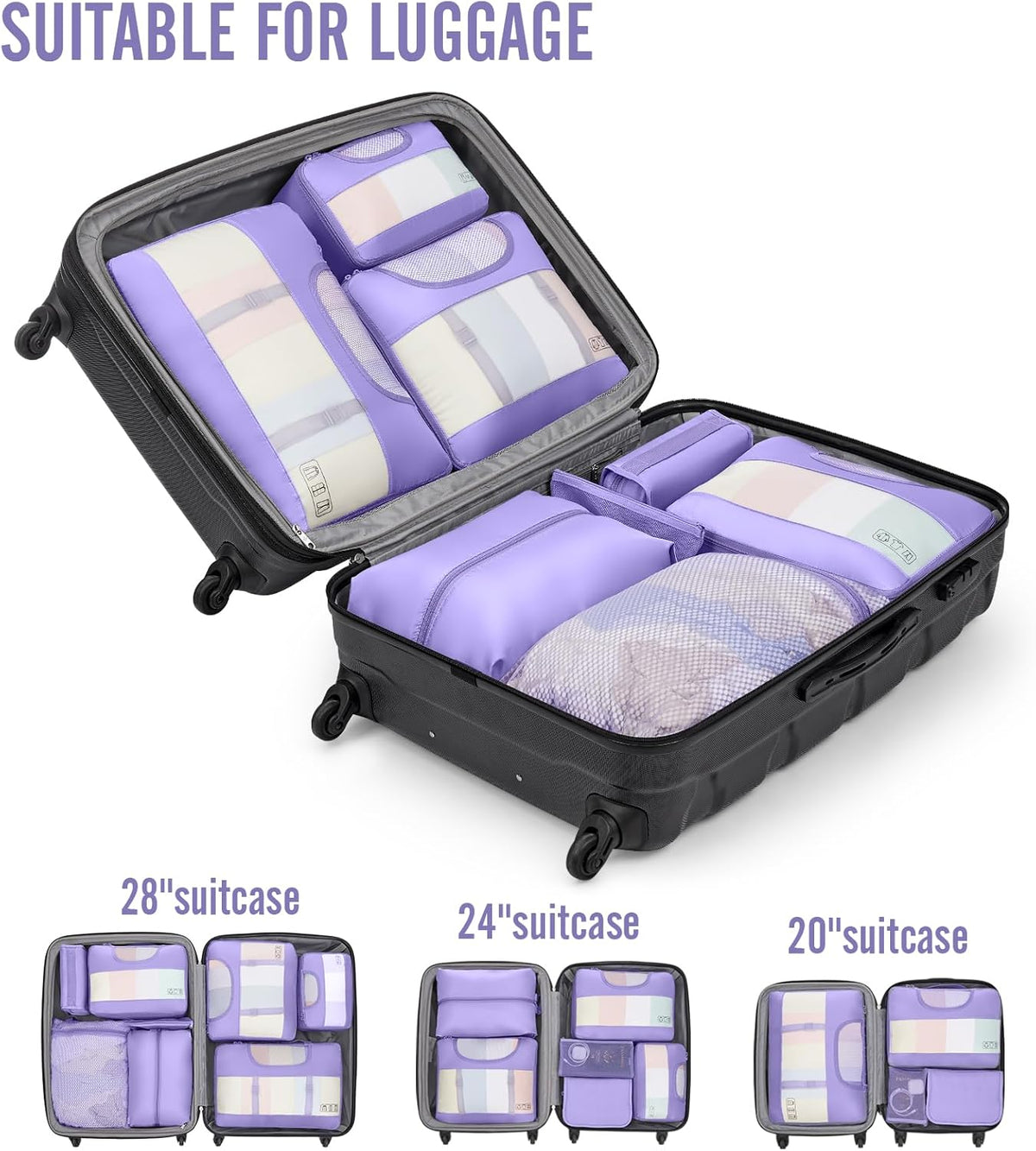 Veken 10 Set Packing Cubes for Travel Essential, Suitcase Organizer Bags in 4 Sizes, Carry-On Luggage Accessories with Large Laundry & Hanging Toiletry Bag, Must-Have for Airplane, Road Trip & Camping - Roamly