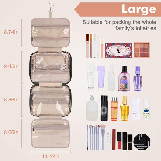 Wedama Toiletry Bag for Women, Large Cosmetic Travel Bag, Hanging Toiletry Bag for Bathroom, Thickened PVC Waterproof Makeup Bag, Toiletries Bag for Travel Business Trips and Camping, Black - Roamly