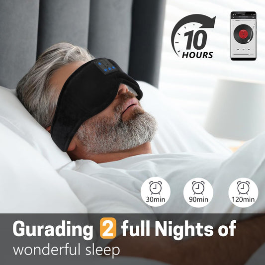 Sleep Mask with Bluetooth Headphones 3D Contour Sleeping Headphones 5.4 Wireless Bluetooth, Ultra-Thin Stereo Speakers Blackout Eye Masks for Men Women Travel Sleep