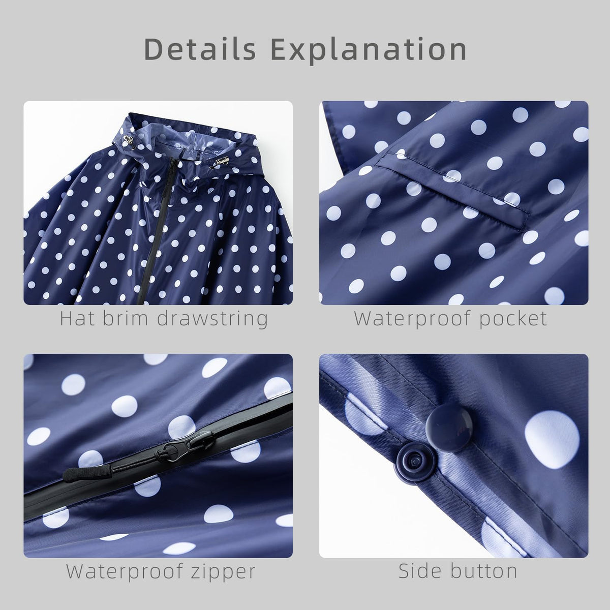 Cloak raincoat Unisex poncho Adult hooded men and women with pockets Mountaineering hiking rainstorm prevention
