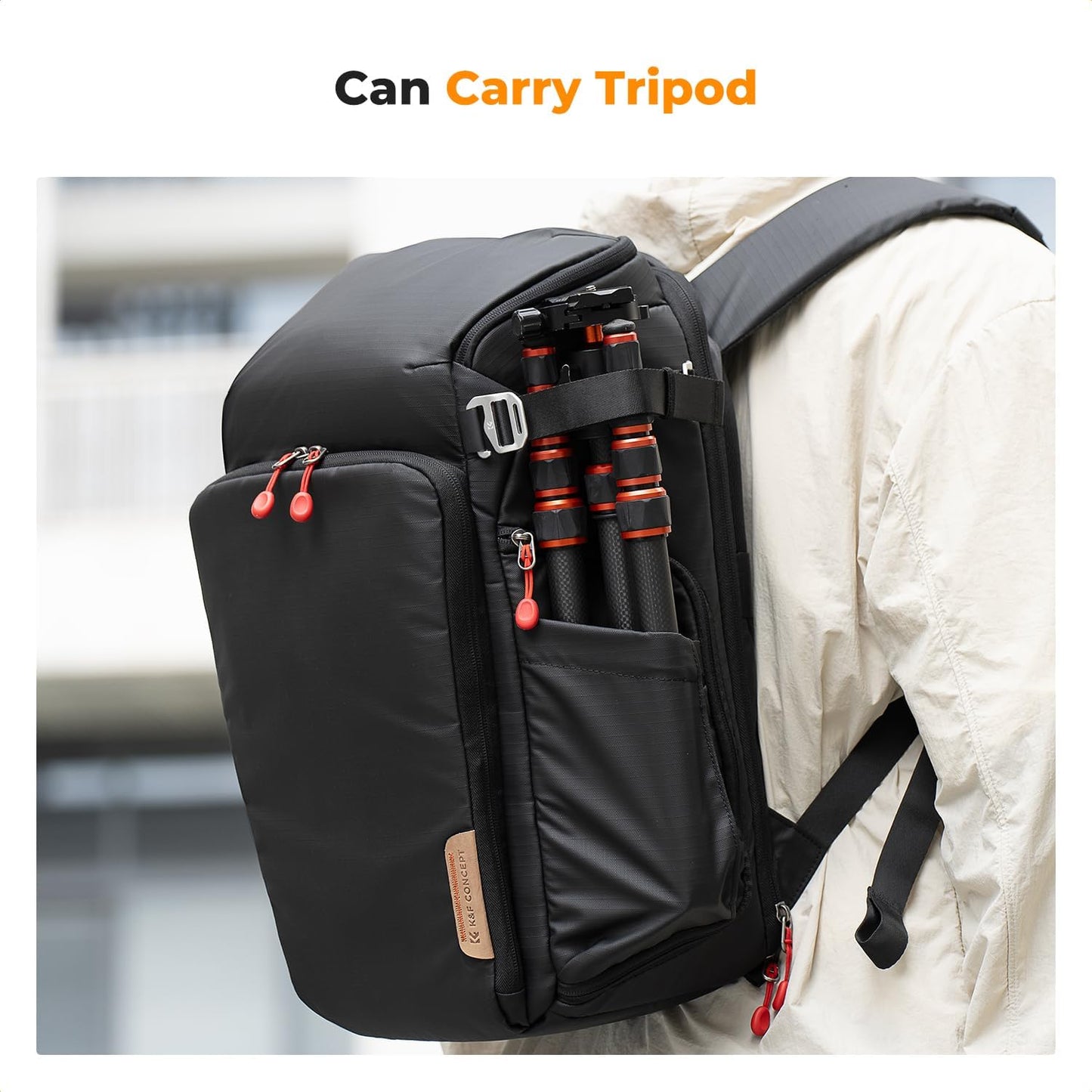 K&F CONCEPT Camera bags Waterproof 25L Large Capacity Camera Case with Raincover Camera Case 15.6 Inch Laptop Compartment Compatible with Canon/Nikon/Sony/DJI Mavic Drone Travel Camera Backpack