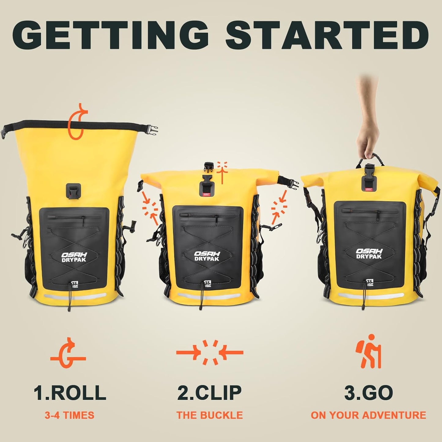 Waterproof Backpack Dry Bag 35L/55L/85Lā Heavy Duty Roll-Top Hiking Backpack Sack Keeps Gear Dry for Travel, Kayaking, Boating, Camping, Rafting and Fishing