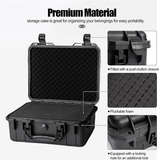 Hard case Waterproof Hard Case with DIY Customizable Foam Insert Portable Protective Case with Knife for Camera Drones Equipments Tools Test Instruments 16.9''x13.7''x7.1''