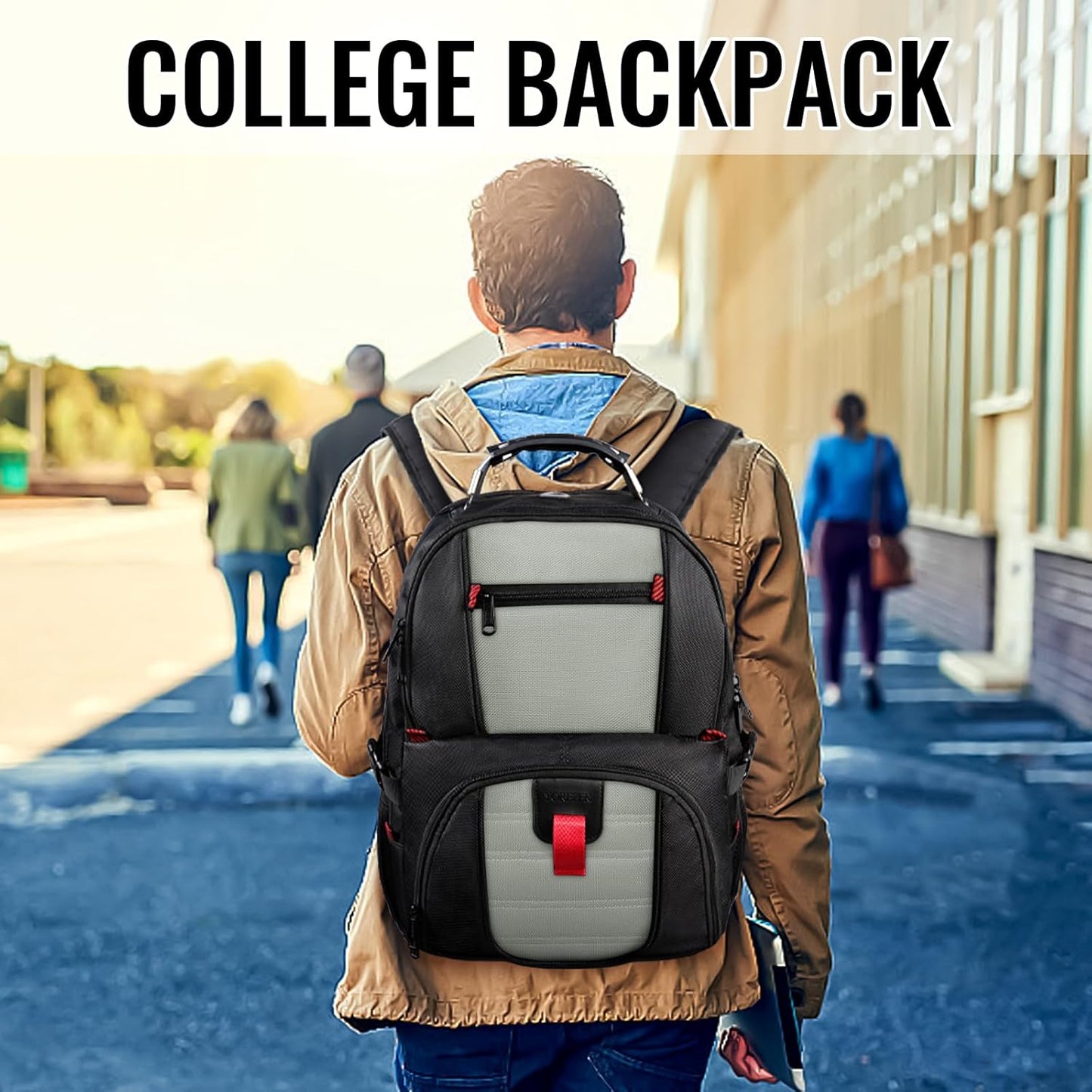 YOREPEK 18.4 Laptop Backpack, Large Backpacks with USB Charger Port, TSA Friendly Flight Approved Weekend Carry on Backpack with Luggage Strap for Men and Women, Grey - Roamly