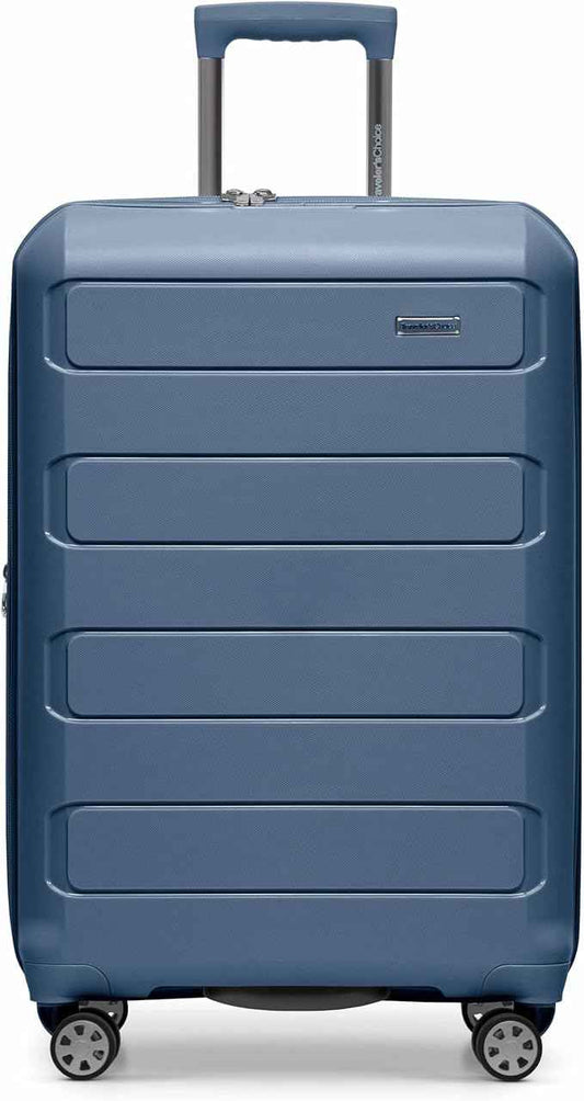Traveler's Choice Pagosa Hardshell Expandable Luggage with Spinner Wheels, Slate Blue, 3-Piece Set (22/26/30)