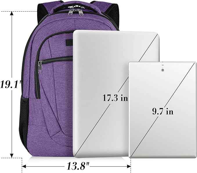 BIKROD Backpack for Women and Men, Extra Large School Backpacks for Teens, Water Resistant Back Pack Fits 17 Inch Laptop, Business Anti Theft Sturdy Computer Bag Gifts, Purple