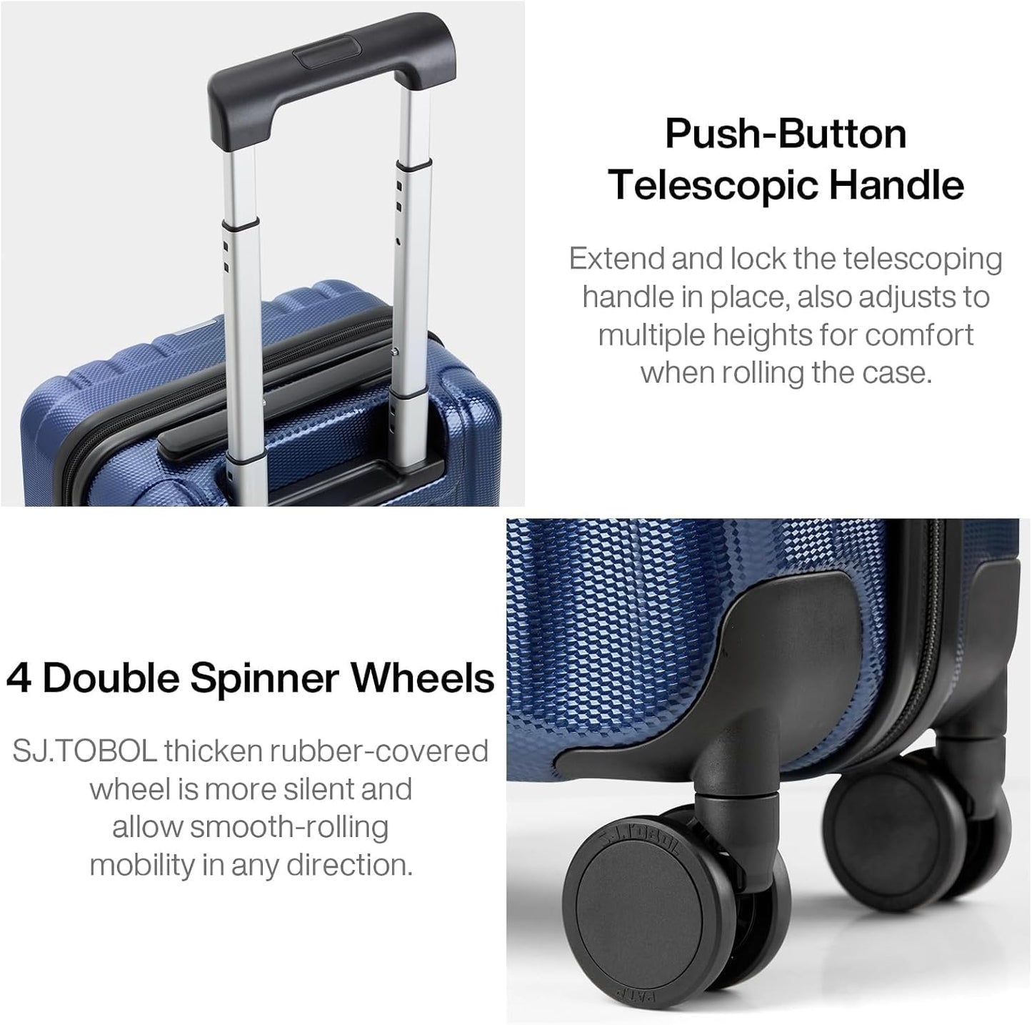 Hanke 14 Inch Underseat Carry On Luggage with Wheels Hard Shell Suitcases Lightweight Small Luggage for Weekender Mini Suitcase Carry On Bag Travel Luggage Christmas Gifts for Birthday (Dark Blue) - Roamly