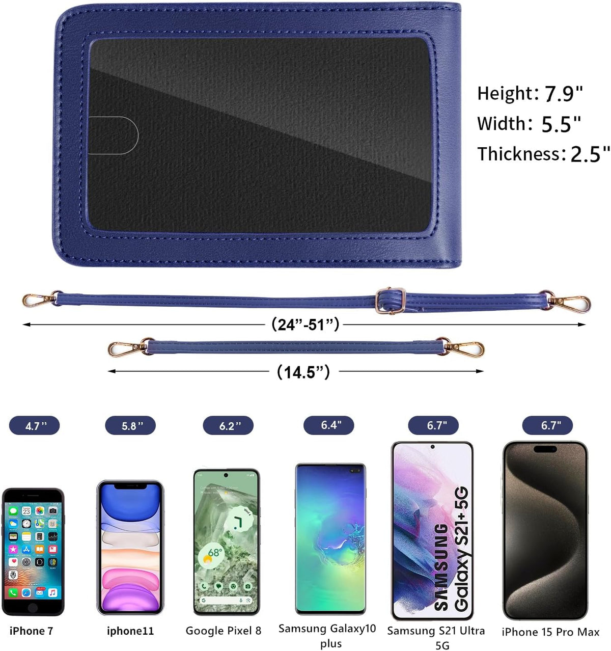 Crossbody Cellphone Purse Women Touch Screen Bag RFID Blocking Wallet Handbag Shoulder Strap