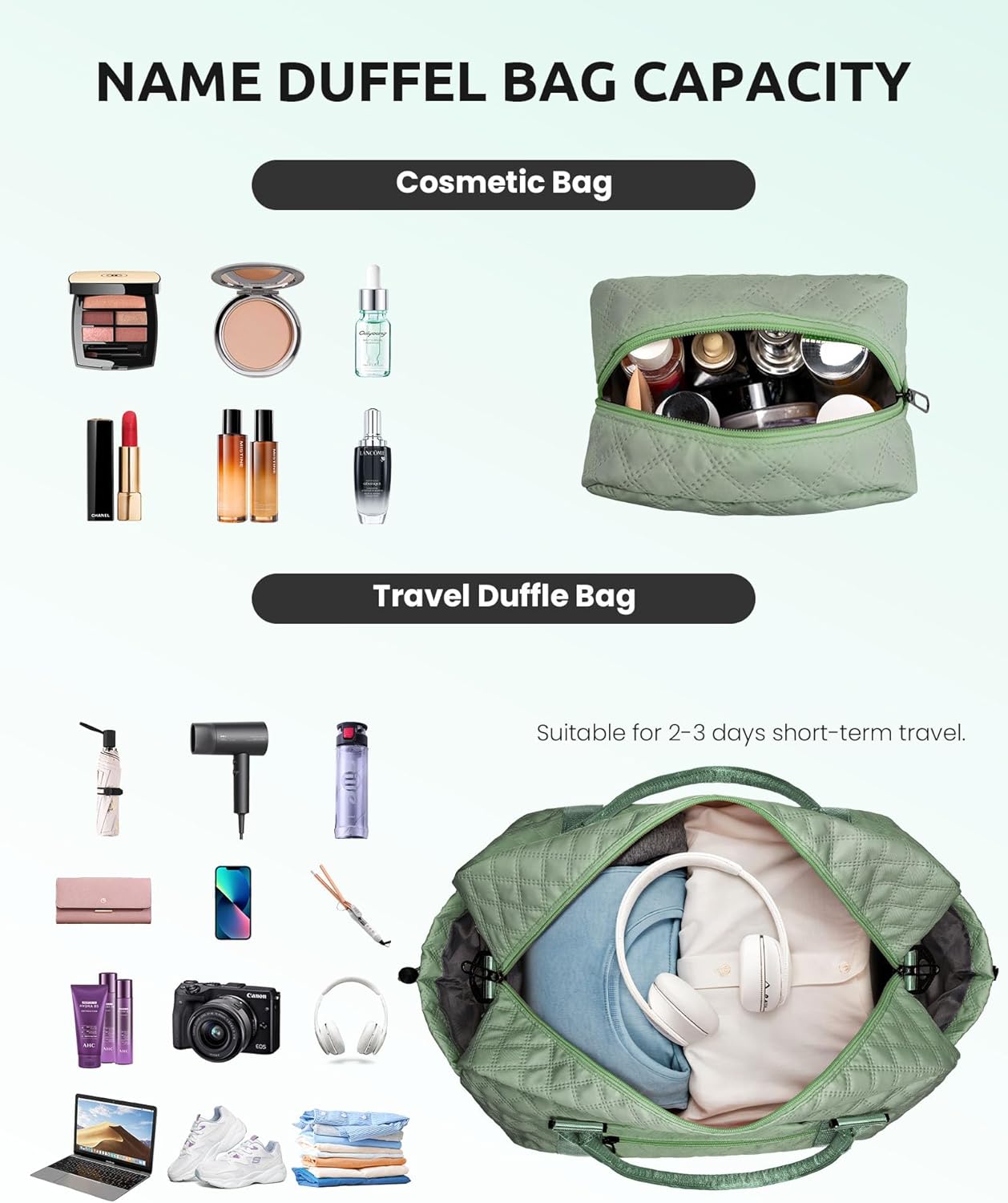 Tween Girls Gifts, Birthday Gift-Initial Travel Bag with Shoe Compartment, Personalized Weekender Bag, Girl Overnight Bag, Engagement Gifts, Letter Travel Bag with Makeup Bag (Letter G) - Roamly