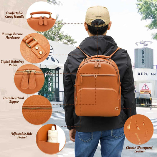 Camera Backpack Classic PU Leather for DSLR, Professional Camera Bag for Photographers with 15 Inch Laptop Compartment Large 20L