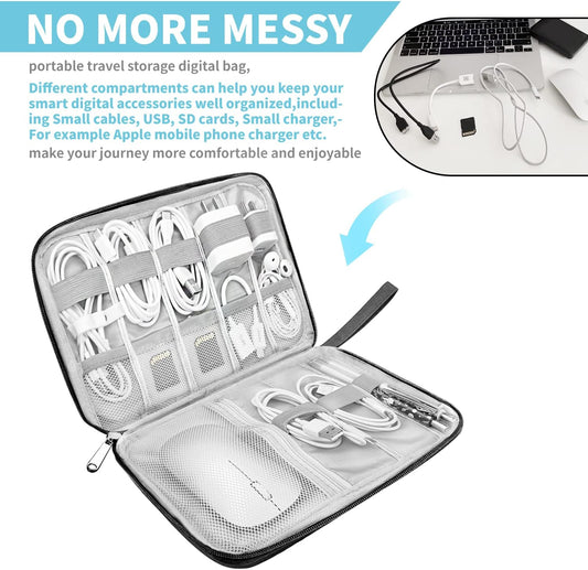Electronics Organizer Travel Case,Electronic Accessories Storage Bag,Portable Waterproof Cable Organizer Bag,Travel Cord Organizer Bag for Small Charging Cord Storage,Cables,SD Card (Black)