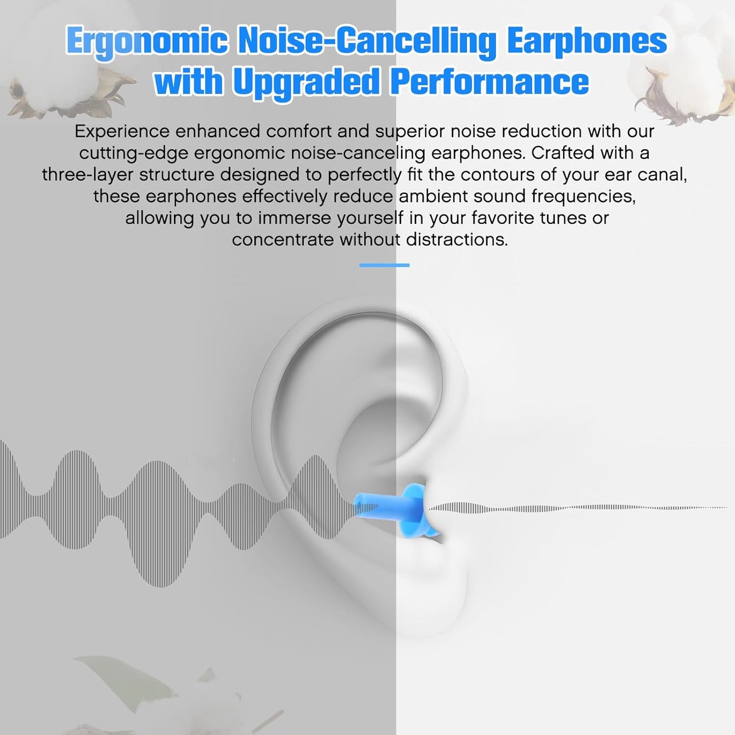 TrelaCo 200 Pairs Silicone Ear Plugs Soft Reusable Waterproof Ear Plugs for Sleeping Noise Swimming Hearing Protection Earplugs Shooting Construction Hunting Music Concerts(Blue)