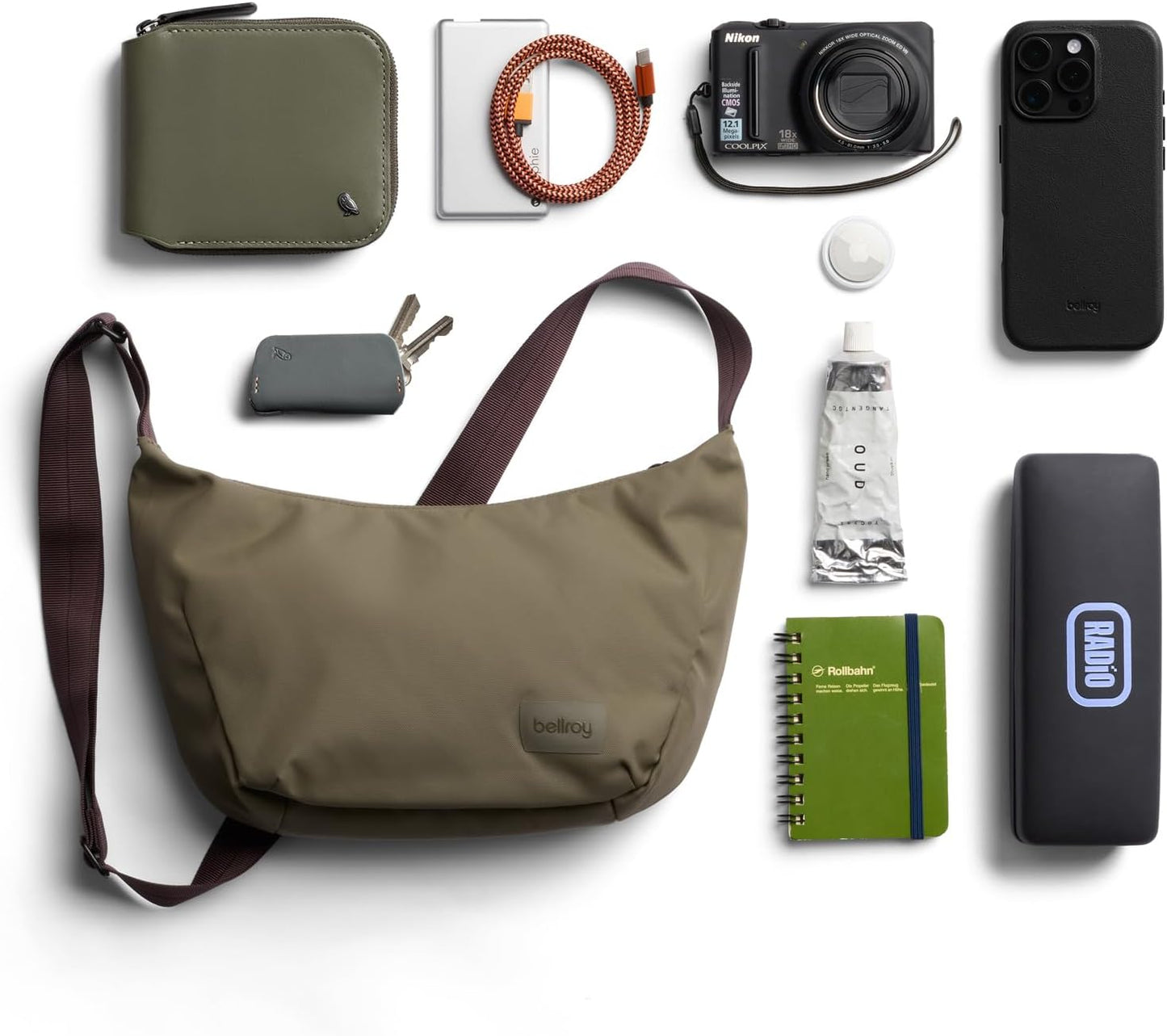 Bellroy Laneway Crescent Bag (everyday 2.5 liter mini crossbody bag with plenty of pockets and adjustable strap)' - SeaKelp