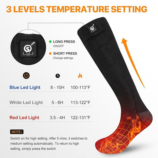 SNOW DEER Upgraded Rechargeable Electric Heated Socks,Ultimate Foot Warmer for Men & Women, Perfect for Skiing, Camping, Hiking, Motorcycling, &Outdoor Riding in Winter