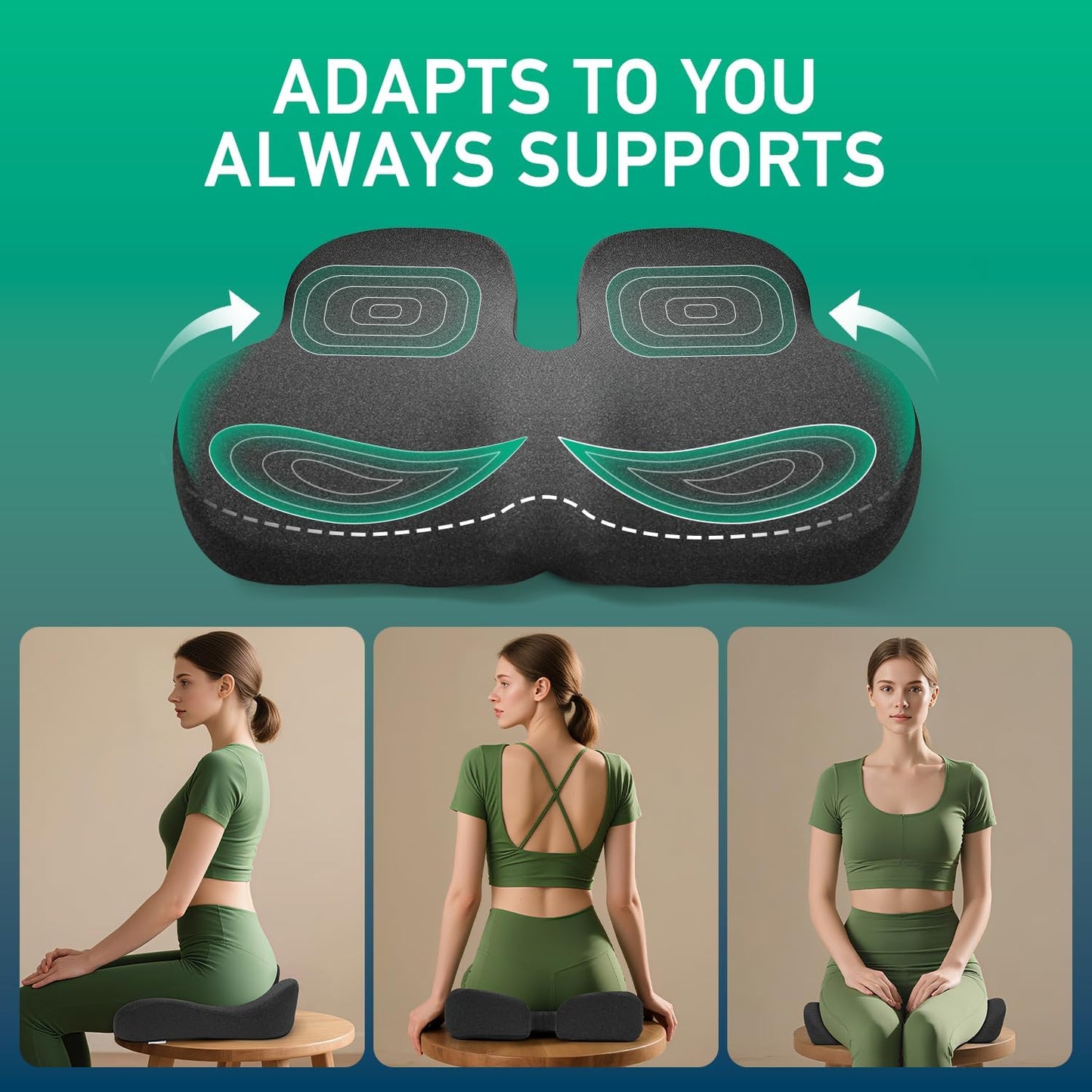 Non-Flattening Seat Cushion for Office Chairs,Gaming Chairs โ Donut Pillow Ergonomic Design for Hemorrhoid, Tailbone Pain Relief, Memory Foam Long-Lasting Firm Support, Gifts for Women/Men, Dark Grey