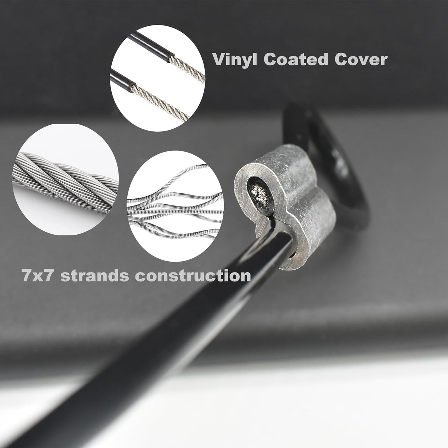 10 Pcs 4mm Wire 12 inch Vinyl Coated Stainless Steel Cable with Loops Short Wire Rope Lanyard Lock Security Chain Link for Outdoor Gates, Black(4mm x 12inch)