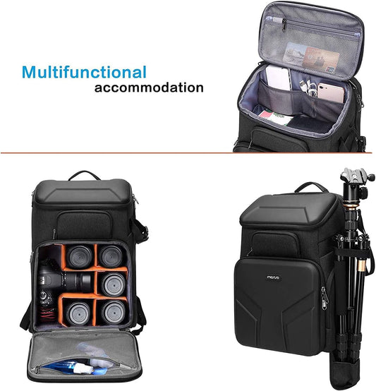 MOSISO Camera Backpack,DSLR/SLR/Mirrorless Photography Waterproof 17.3 inch Camera Bag with Front Hard Shell&Laptop Compartment&Tripod Holder&Rain Cover Compatible with Canon/Nikon/Sony, Space Gray