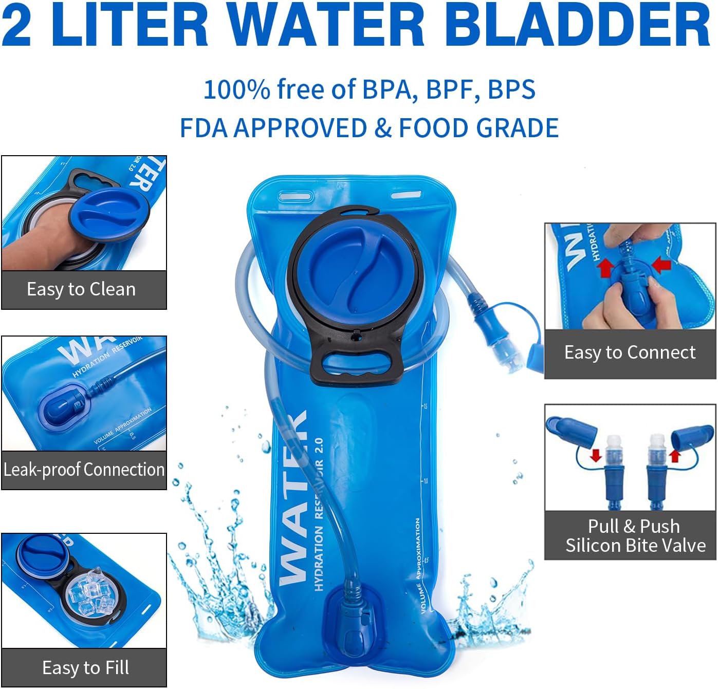 Hydration Backpack Pack with 2L Water Bladder 18L Hiking Backpack Women Men Lightweight Hydropack Insulated Daypack for Biking, Running, Festival - Roamly