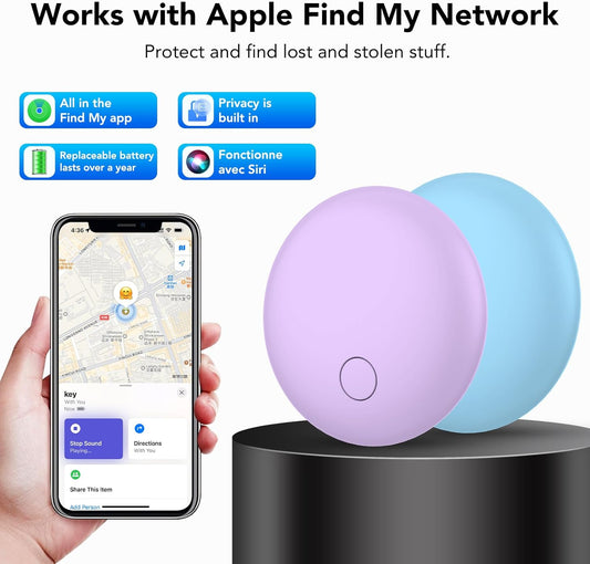Air Tracker Tags 4-Pack, Item Finders Work for Apple Find My APP(iOS Only) Tracker Tags for Keys, Luggage, Bag etc,Replaceable Battery Last 1 Year, Loud Beep, IP68 Waterproof with Holder Keychain