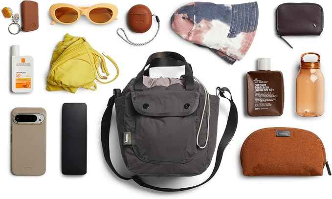 Bellroy Cinch Bucket Bag (compact 9 liter lightweight crossbody bag with adjustable shoulder strap) - Charcoal