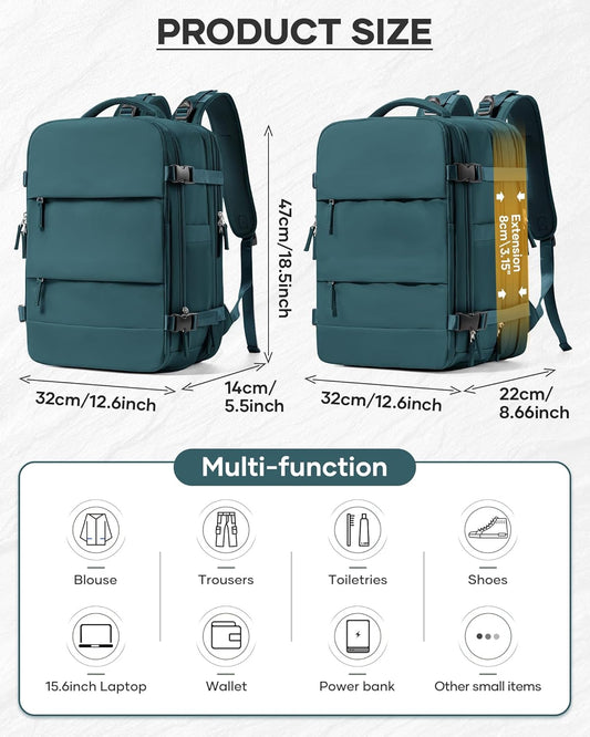 Vacuum Backpack With Vacuum Compression,Expanded Travel Laptop Backpacks For Women Men,Carry On Backpack Vacpack Backpacks With Pump Seal Packing, Personal Item Travel Bag Peacock Blue - Roamly