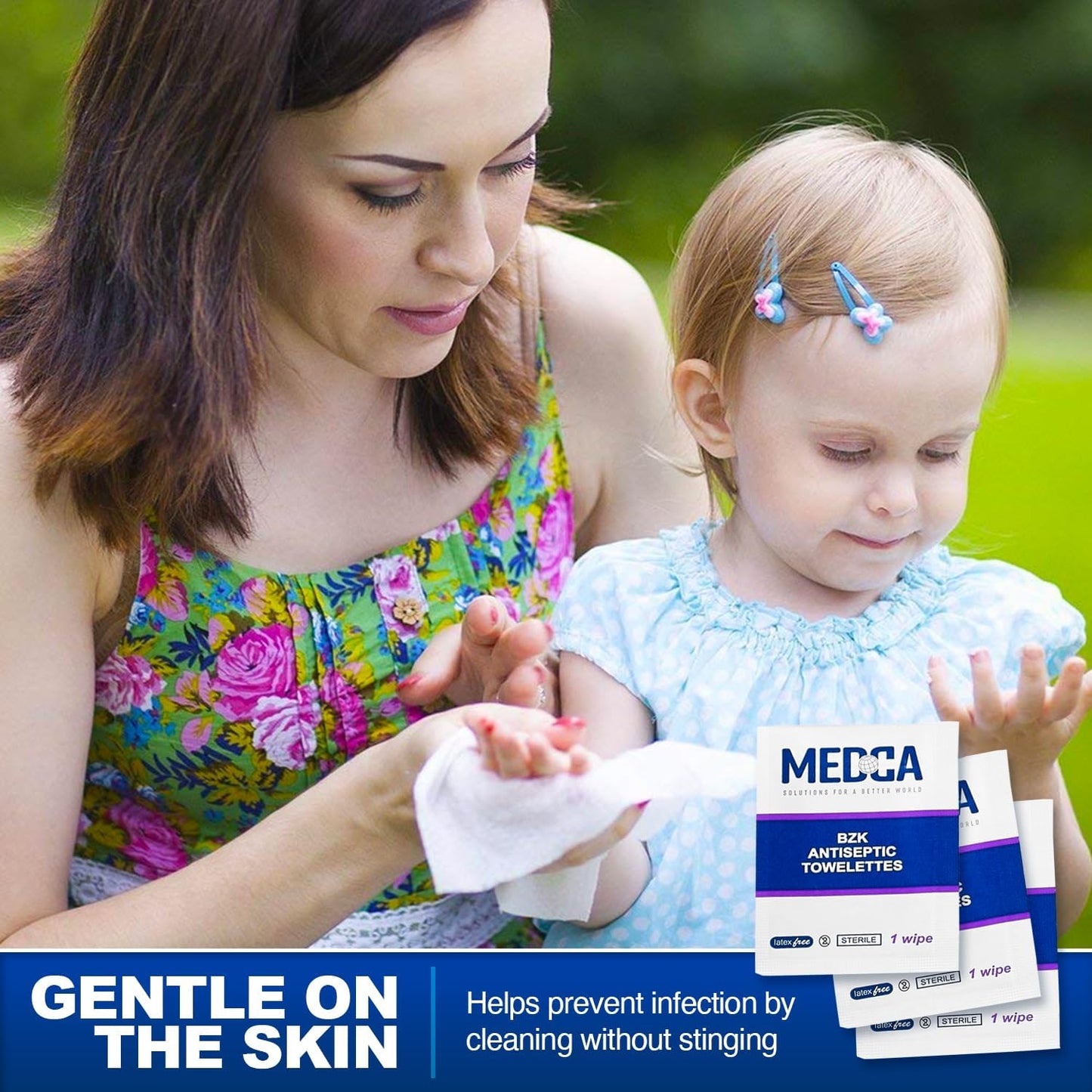 Benzalkonium Chloride Towelletes Hand Wipes – (Pack of 200) Chloride Swabs Individual BZK Single-Use Packets by MEDca 5"x6"